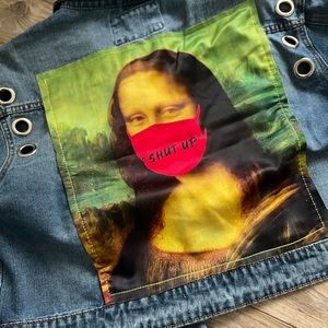 Fashion nova denim jacket Mona Lisa mask size medium